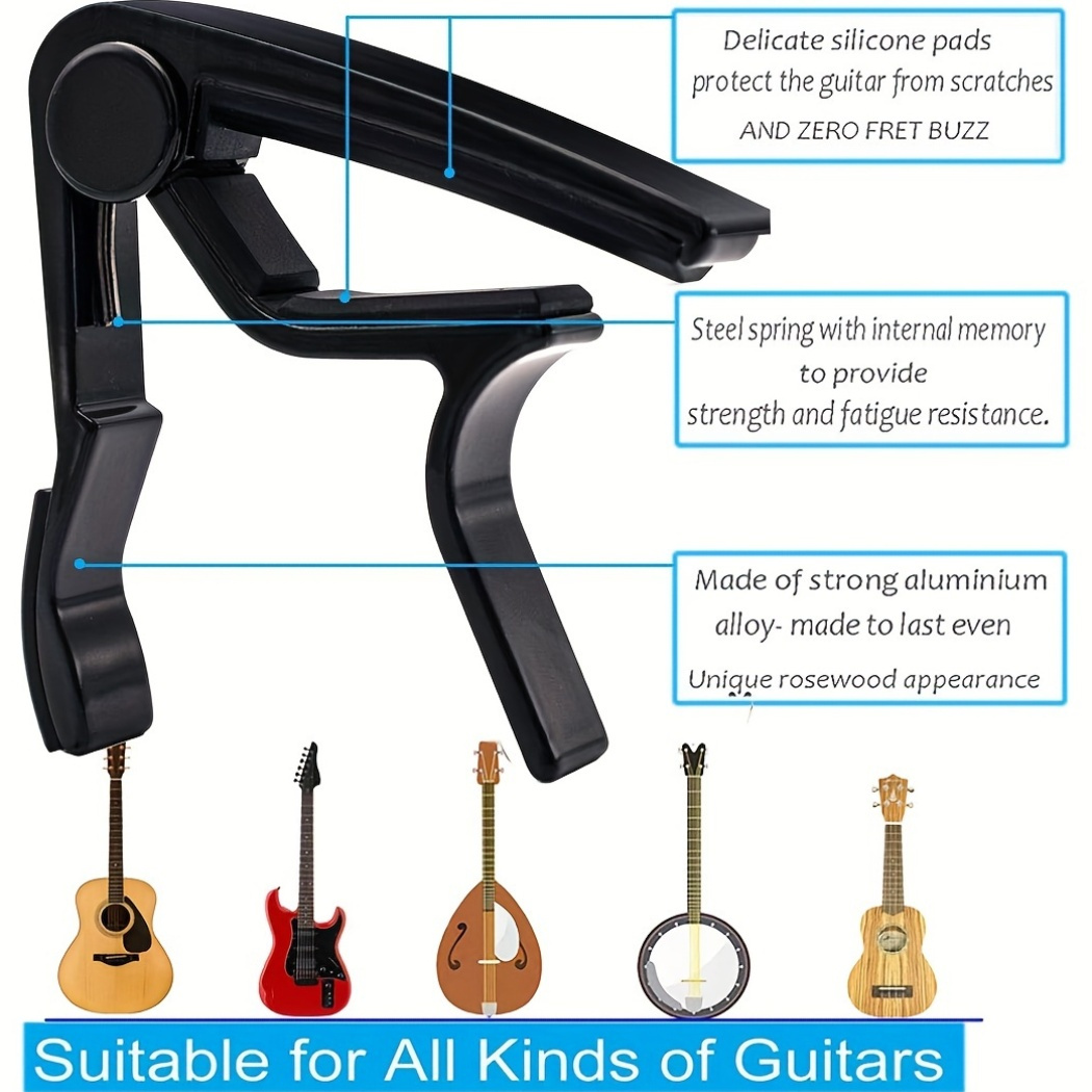 Черный быстросменный капо для  – обзор и цена Guitar Capo Clip
